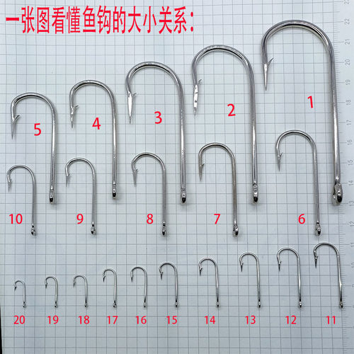管付长柄6047平嘴带孔带倒刺海马钩手丝钩鲳鱼鲈鱼钩海钓底钩鱼钩 - 图0