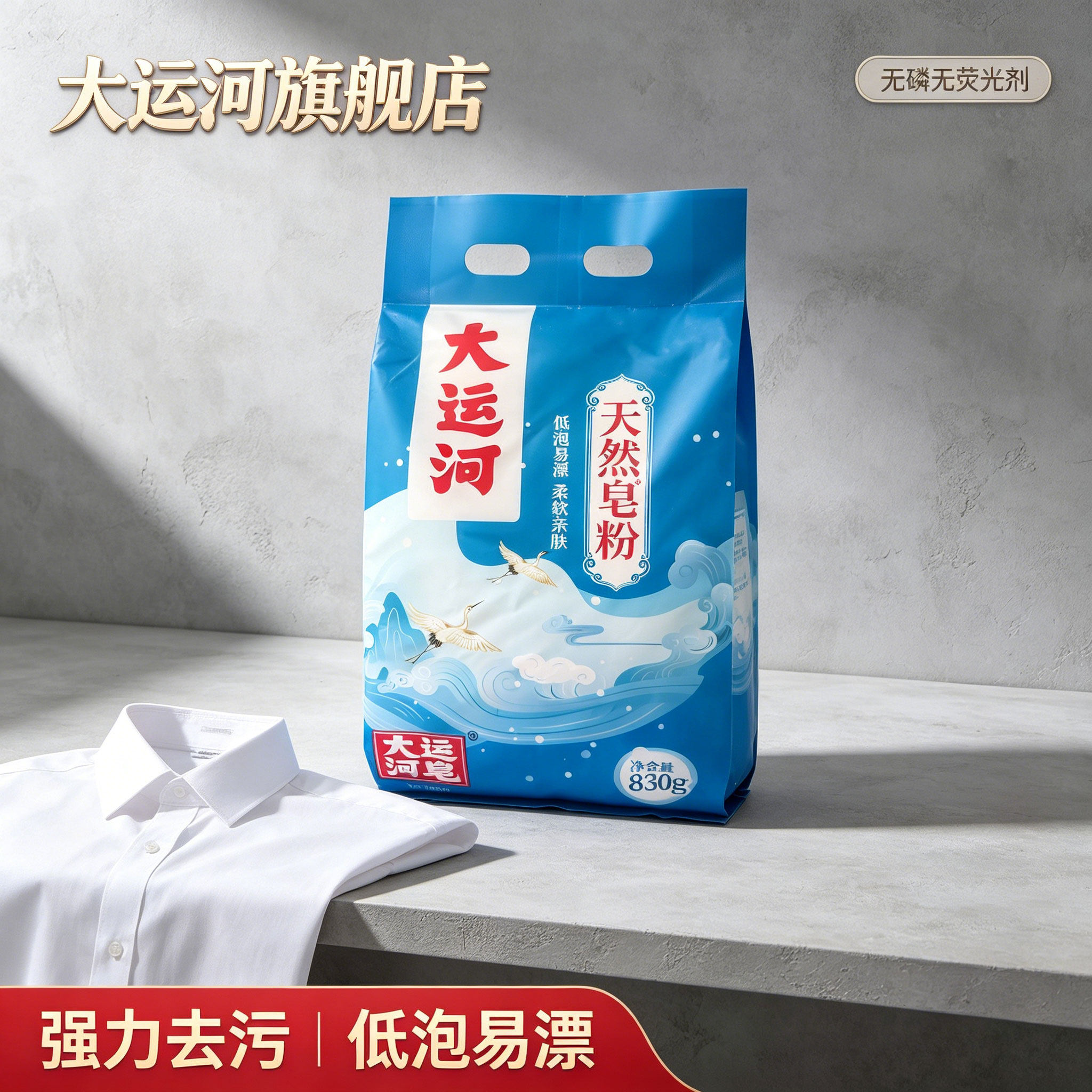 大运河皂粉洗衣粉天然皂粉洗衣粉家用低泡易漂香味留香官方旗舰店