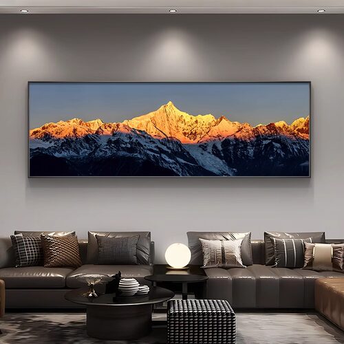 日照金山客厅装饰画现代轻奢沙发背景墙面挂画书房办公室风景壁画 - 图1