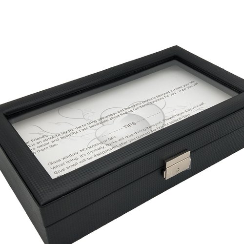 高档碳纤维12位内黑PU皮枕头优质手表盒手表首饰收纳盒厂家现货 - 图2