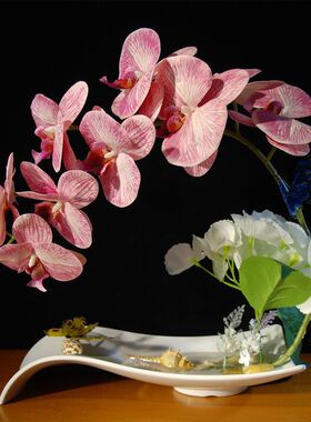 蝴蝶兰假花盆栽欧式仿真花艺套装家居客厅装饰花玄关餐桌盆景