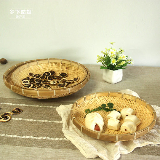 Bamboo woven bamboo products household round dustpan without holes or holes
