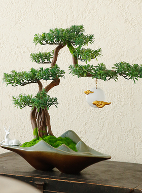 仿真崖柏室内中式摆件