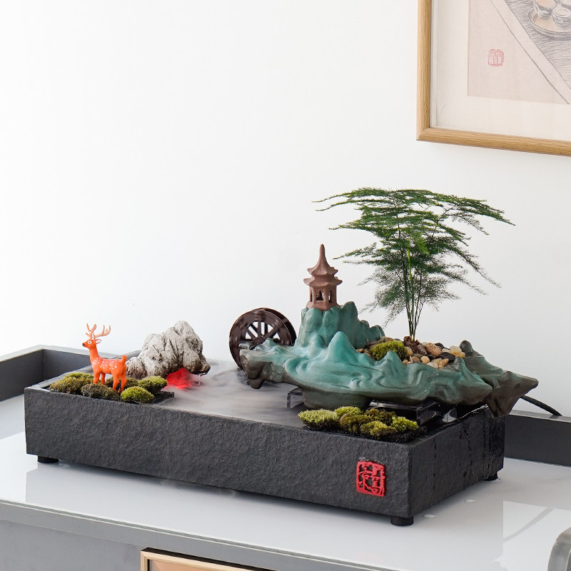 招财流水雾化加湿器摆件客厅茶桌循环水办公室桌面装饰品开业礼物,淘宝优惠券,粉丝福利购,淘宝优惠卷