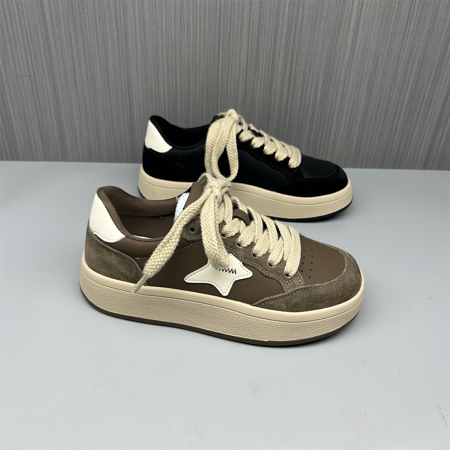 撤柜断码处理春秋款真皮德训鞋女百搭圆头系带宽松低帮平底小单鞋 - 图0