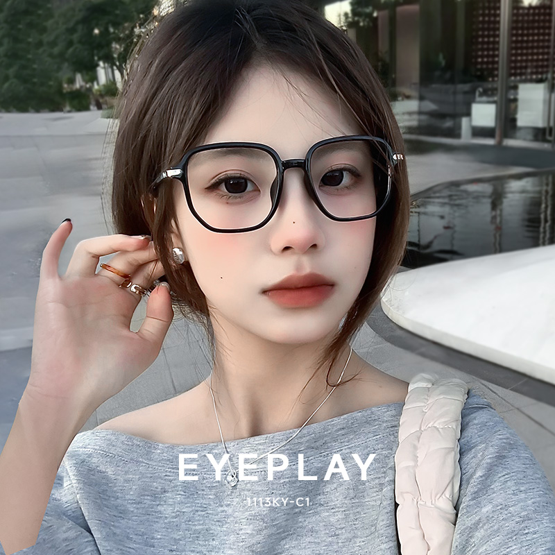 目戏黑框素颜可配近视眼镜度数可选防蓝光镜片眼镜框显脸小女1113