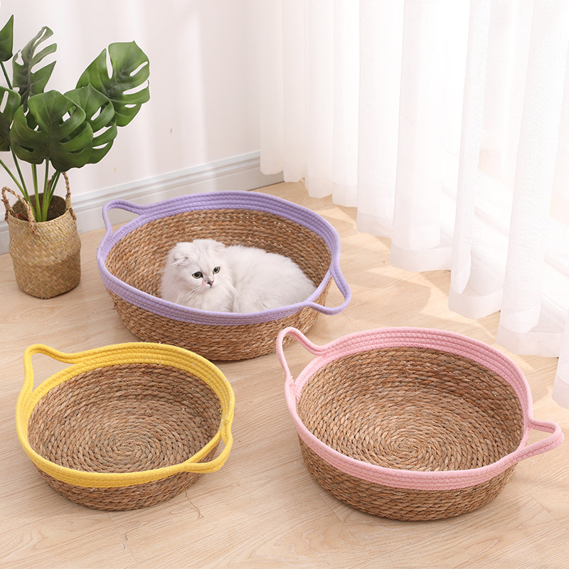 新款藤编猫窝四季通用睡觉用蒲草垫子凉席网红猫抓板猫咪宠物窝垫,淘宝优惠券,粉丝福利购,淘宝优惠卷