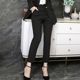 2025 Spring New Plus Size Women's Clothes Versatile Black Small Leg Pants Nine-Point Suit Pants Fat MM Showable Cigarette Pipe Pants