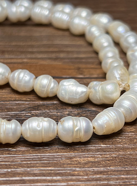 古玩老珍珠天然珍珠老珠子七宝米粒形念珠巴洛克花生型项链配珠