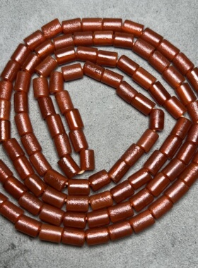 古玩包浆老珠子天然红色老玛瑙玛瑙大孔长管珠串手工老玛瑙管珠串