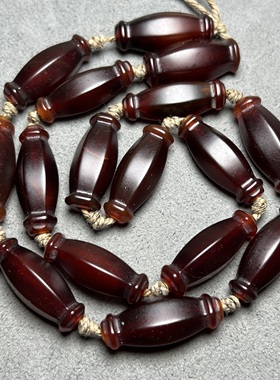 古玩杂件收藏精选酒红玛瑙老玛瑙多面珠子手链佛珠项链珠散珠配饰