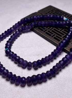 天然老紫水晶梭珠古珠飞碟珠手串项链108钻面切面复古水晶飞碟珠