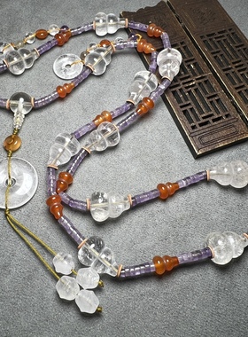 尼泊尔老水晶多棱珠白水晶勒葫芦子水晶长管老珠子散珠项链配珠