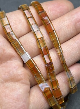 老玛瑙长管珠项链油光渐变双排管老珠细勒子手串配珠散珠手链长串