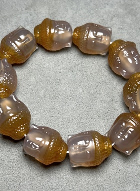 古玩老玛瑙手雕刻老料释迦摩尼佛手链玛瑙佛头手串佛珠念珠手持