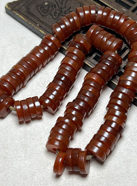 天然西周老红玛瑙西玛古老玛瑙红玛瑙油光包浆桶珠串包浆玛瑙隔片