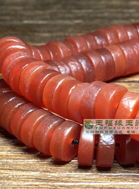 西周老红玛瑙珠老型桶珠隔片108散珠佛隔珠南红色隔片桶珠配饰