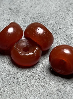 古玩收藏手工打磨老玛瑙磨盘珠平片配珠配饰算盘珠玛瑙大孔磨盘珠