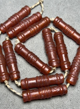 玛瑙项链配饰老玛瑙珠节管珠扁勒子桶珠吊坠西玛红扁管珠手链配珠