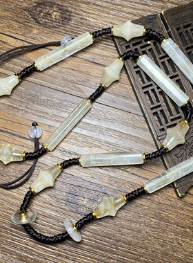 尼泊尔老水晶多棱珠白水晶勒子六棱管水晶长管老珠子散珠项链配珠