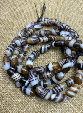 天然橘皮纹老玛瑙缠丝玛瑙挂绳米珠文玩配珠全珠链玉坠线挂绳项链