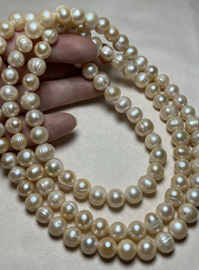 古玩珍珠天然螺纹淡水老珍珠108粉色念珠老珍珠项链手串文玩配饰