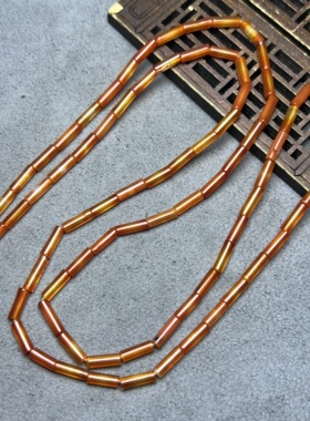 老玛瑙长管珠项链油光渐变玉髓老珠子细勒子手串配珠散珠手链长串