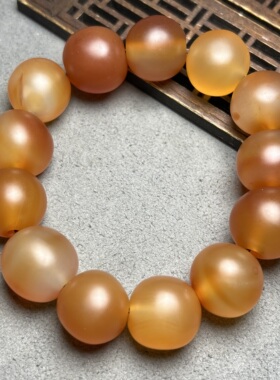 复古天然原俏色手工玛瑙手串糖料北红玛瑙老随型椭圆手链冰花玛瑙