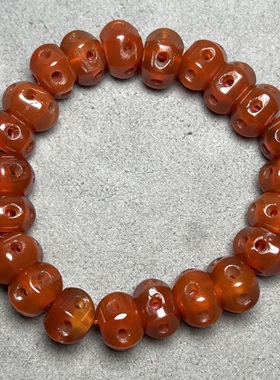 天然老红老玛瑙镂空透雕六角灯笼珠路路通串民族风手链隔珠饰品