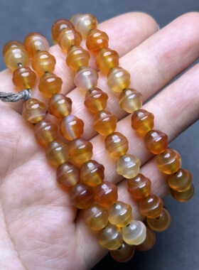 古玩包浆珠子红色老玛瑙天然俏色玛瑙桶珠项链缠丝唐润老玛瑙配珠