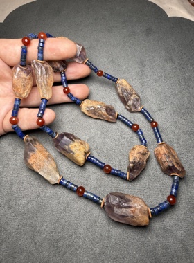 尼泊尔老水晶原石原矿紫水晶簇标本奇石项链地质教学科普饰品配珠