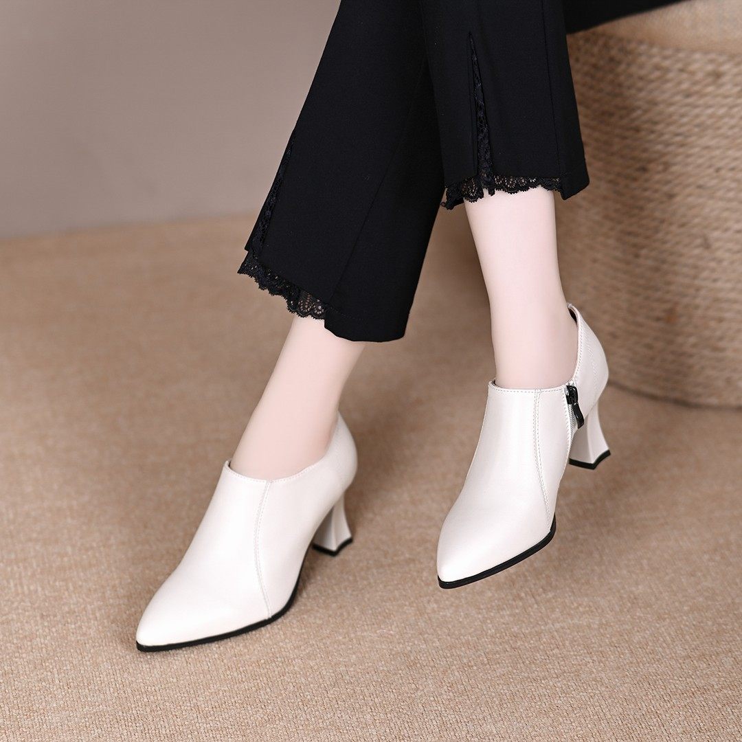 真皮增高5公分女单鞋舒适高跟鞋侧拉链深口皮鞋春秋职场百搭女鞋,淘宝优惠券,粉丝福利购,淘宝优惠卷