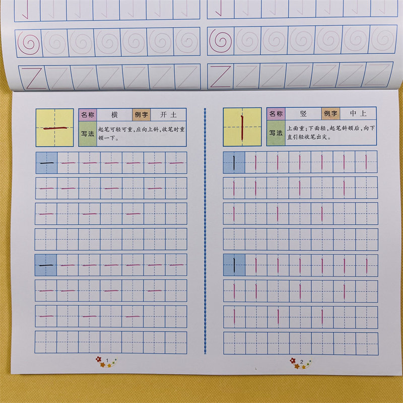 儿童写汉字笔画笔顺描红描写全2本小学生幼儿园3-5-6岁中班大班偏旁部首字帖 学前班幼小衔接教材铅笔学写字练字书笔划早教天天练