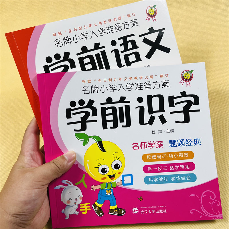 学前识字+语文2册 3-6岁儿童用书幼小衔接教材幼升一年级幼儿园大班学前班书籍 汉字组词偏旁部首笔画笔顺拼音描红 宝宝看图识字书