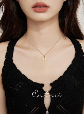 Entnii镶钻锆石马蹄项链锁骨链