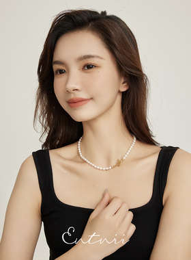 复古经典淡水珍珠OT扣项链锁骨链