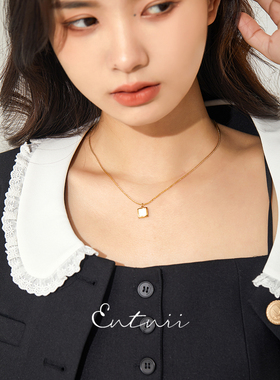 气质极简贝壳方形项链锁骨链