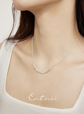 细闪小方块925银碎银项链锁骨链