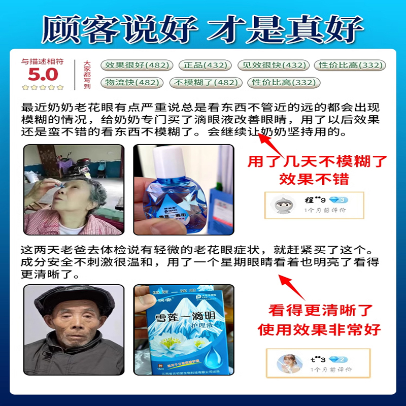 老花眼视力模糊专用滴眼液治疗眼睛干涩疲劳看不清重影眼药水神器 - 图2