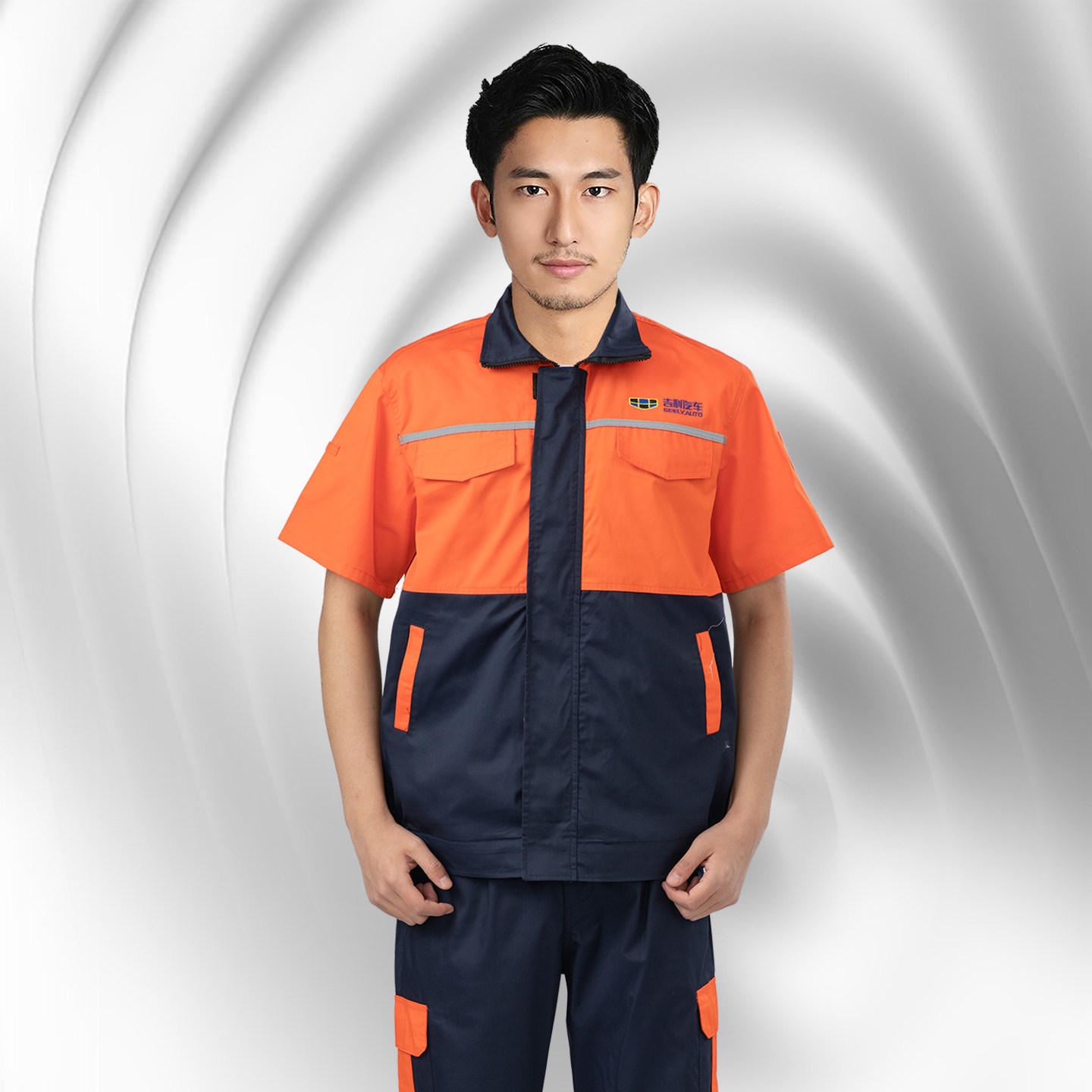 吉利帝豪4S店汽修工作服春夏短袖套装售后工厂车间维修服工装定制