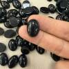 Natural black agate flat semi-circular holeless ring surface