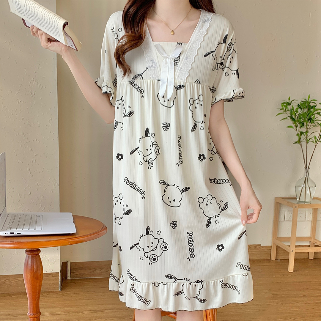 夏季韩版甜美家居服蕾丝花边睡衣女卡通短袖短裤套装_CavesKilnar优品店_孕妇装/孕产妇用品/营养-第4张图片-提都小院
