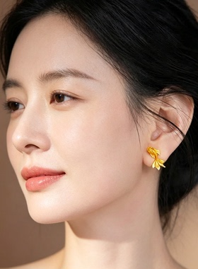 新中式复古金鱼耳钉女2026新款爆款古风锦鲤耳环个性时尚百搭耳饰
