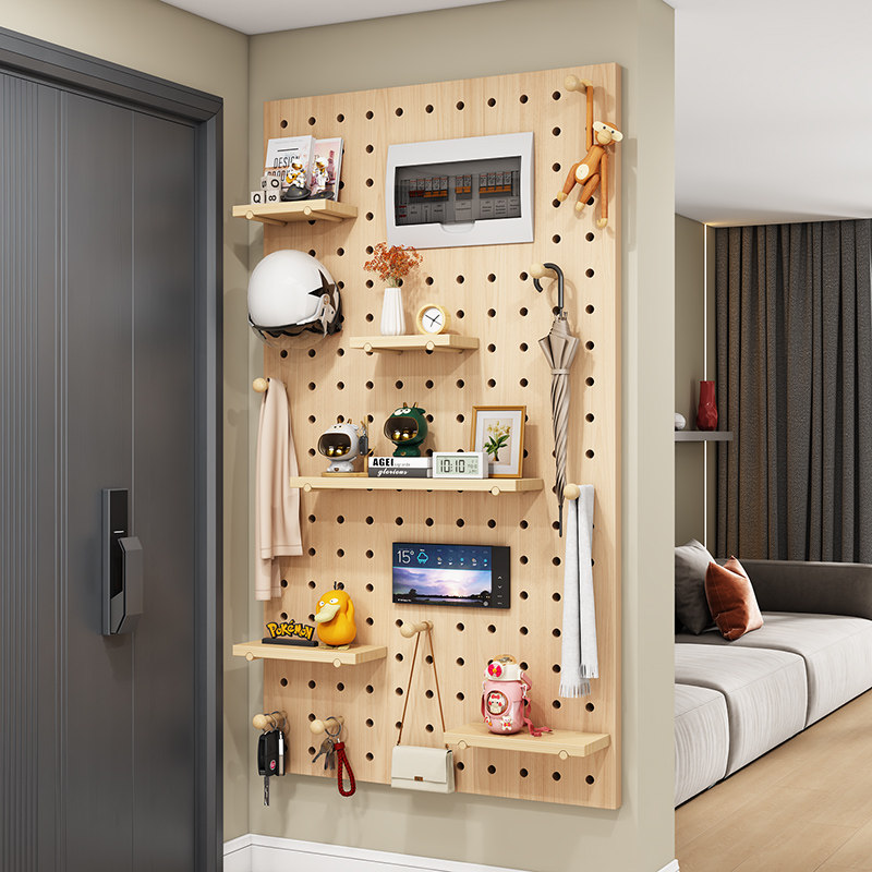 Solid wood hole board wall rack