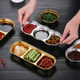 Stainless steel flavor grid household dish dipping rectangular dish compartment Korean golden dish hot pot seasoning three compartments 304