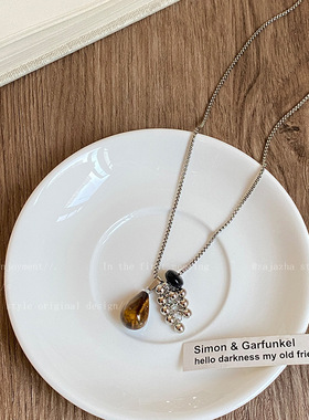 葡萄串吊坠钛钢项链长款毛衣链