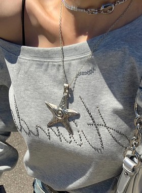 小众甜酷银色星星项链海星锁骨链