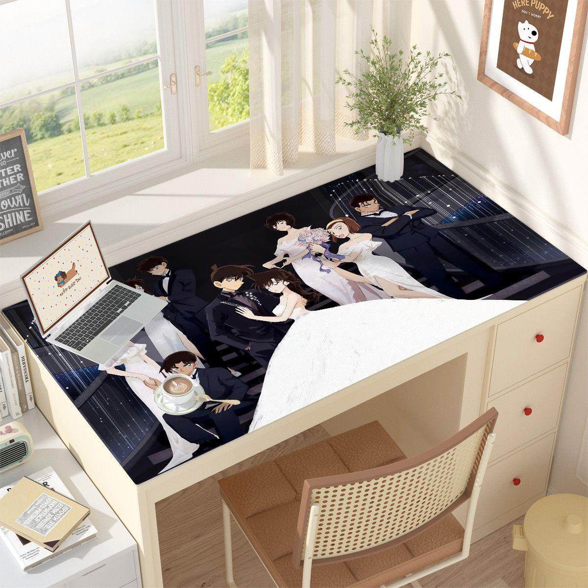 柯南灰原小兰新一基德皮革桌垫电脑键盘鼠标垫茶几台防水书桌垫布,淘宝优惠券,粉丝福利购,淘宝优惠卷