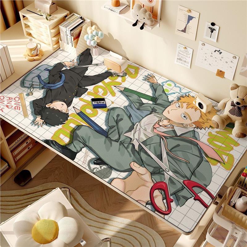 灵能百分百mob师匠卡通鼠标垫桌布免洗防水PVC皮革餐桌垫茶几垫 - 图1