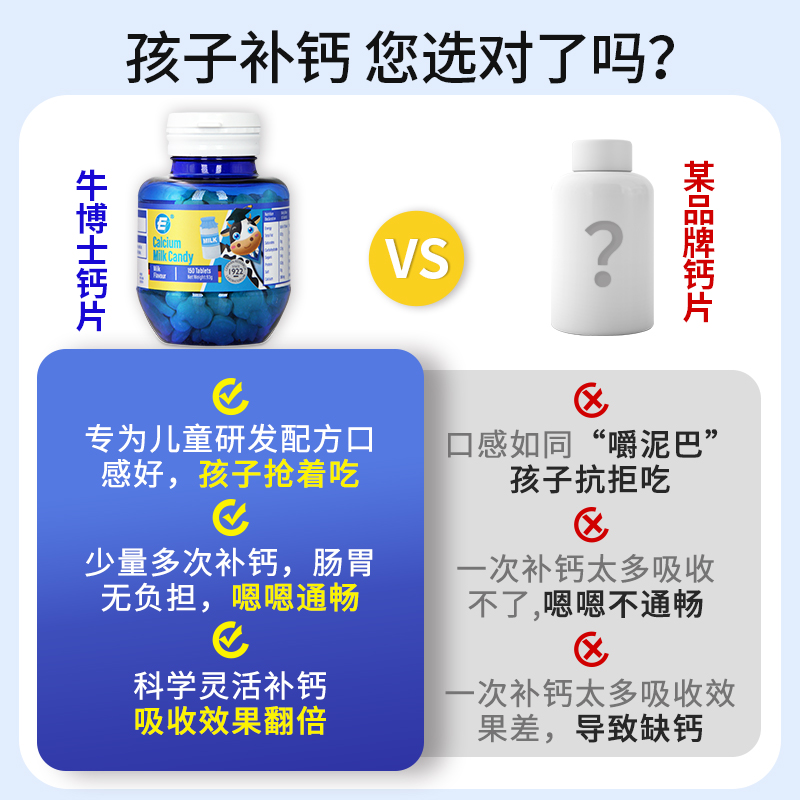 牛博士德国进口儿童钙片3岁6岁以上宝宝长高咀嚼钙婴幼儿成长补钙 - 图1